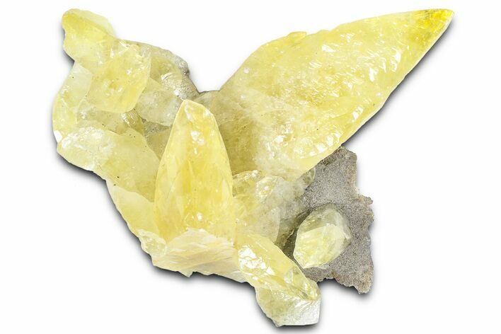 Gleamingg Yellow Calcite Crystals on Matrix - Missouri #363376